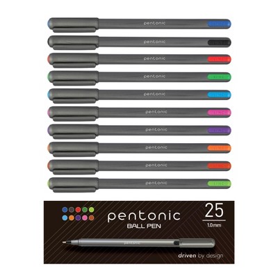 Pentonic Medium Point Ballpoint Pens, Black, Blue and Red Ink, 1.0 mm ...