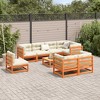 vidaXL Garden Sofa Set Solid Pine Wood - Wax Brown With Cushion - 3 of 4