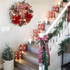 24" Pre-Lit Christmas Wreath for Front Door, Artificial Christmas Wreath, Battery Operated Lighted Wreath for Door Window In/Outdoor Decor - 4 of 4