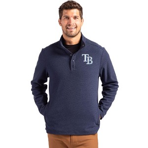 Tampa Bay Rays Cutter & Buck Hunts Point Eco Textured Fleece Recycled Mens Snap Pullover - 1 of 1