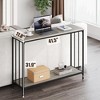 Homhougo Console Table, Sofa Tables Narrow Entryway Table with Wood Shelf and Metal Frame Gray - 2 of 4