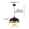 HOMLUX 1-Light Black Pendant Light Fixture Hanging Ceiling Light with 54" Adjustable Wire - 2 of 4