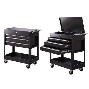 4 Drawer Tool Cart on Wheels, Drawer Rolling CartTool with Locking Drawers, Heavy Duty Metal 4 Tiers Shelves with Drawers Tool Storage Organizer - 1 of 4