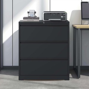 NicBex Modern File Cabinet with Lock, Lateral  Metal Filing Cabinets with Drawers and Anti-Tilt Design,Office Cabinet for Home, Office,Black/White - 1 of 4