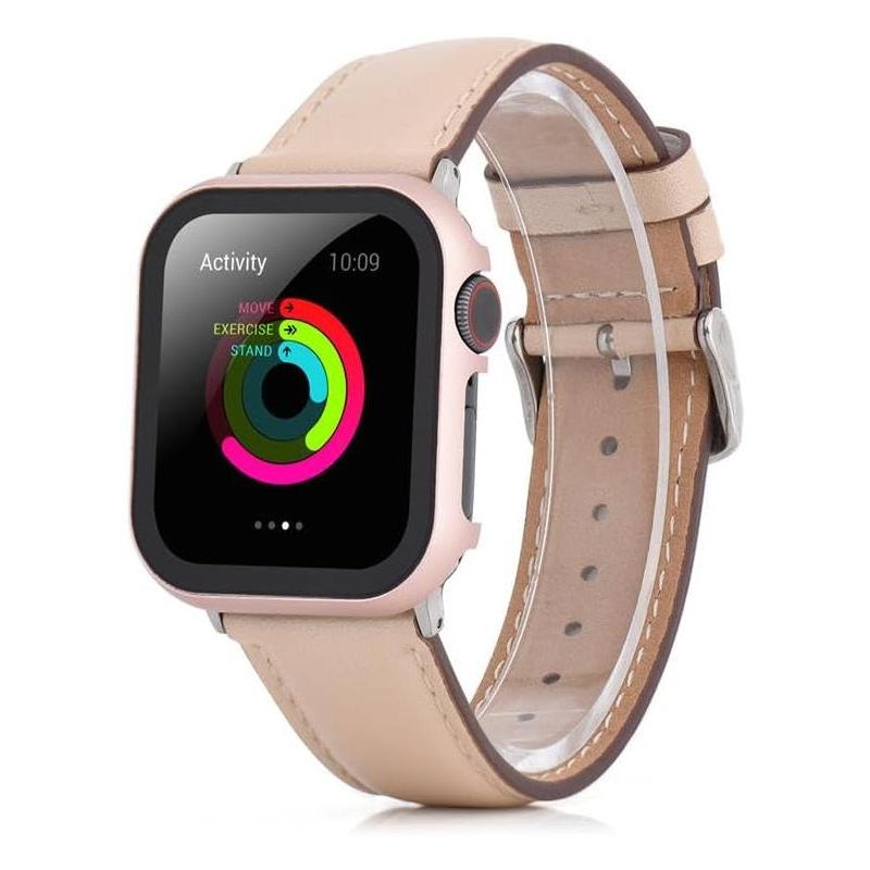 Worryfree Gadgets Electroplated Metal Bumper With Tempered Glass Screen Protector For Apple Watch 38mm, Rose Gold, 2 of 3
