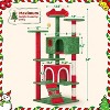 54in Christmas Cat Tree, Tower with Spacious Kitten-Ear Perch, 2 Cozy Caves, Scratching Posts, Climbing Ladde - 4 of 4