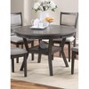 Anybear 1pc Gray Oak Rubber Wood Round Table with Shelve - 2 of 4