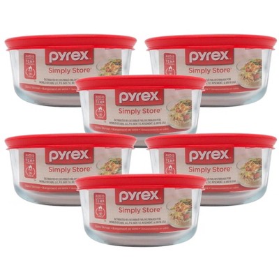 Pyrex Simply Store Red Glass Tuperware With Lid - Case of 6/1 ct