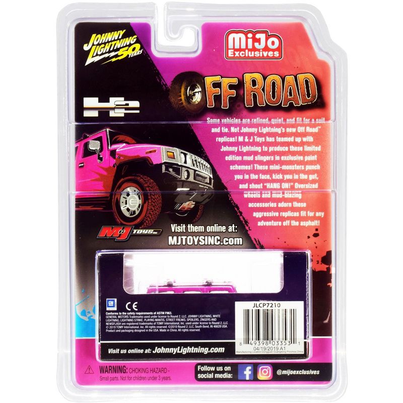 Hummer H2 Pink "Off-Road" "Johnny Lightning 50th Anniv." Ltd Ed to 2400 pcs 1/64 Diecast Model Car by Johnny Lightning, 2 of 4