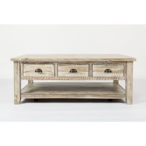 Jofran, Artisan's Craft Rustic Farmhouse Distressed Solid Wood Coffee Table - Gray - 1 of 4