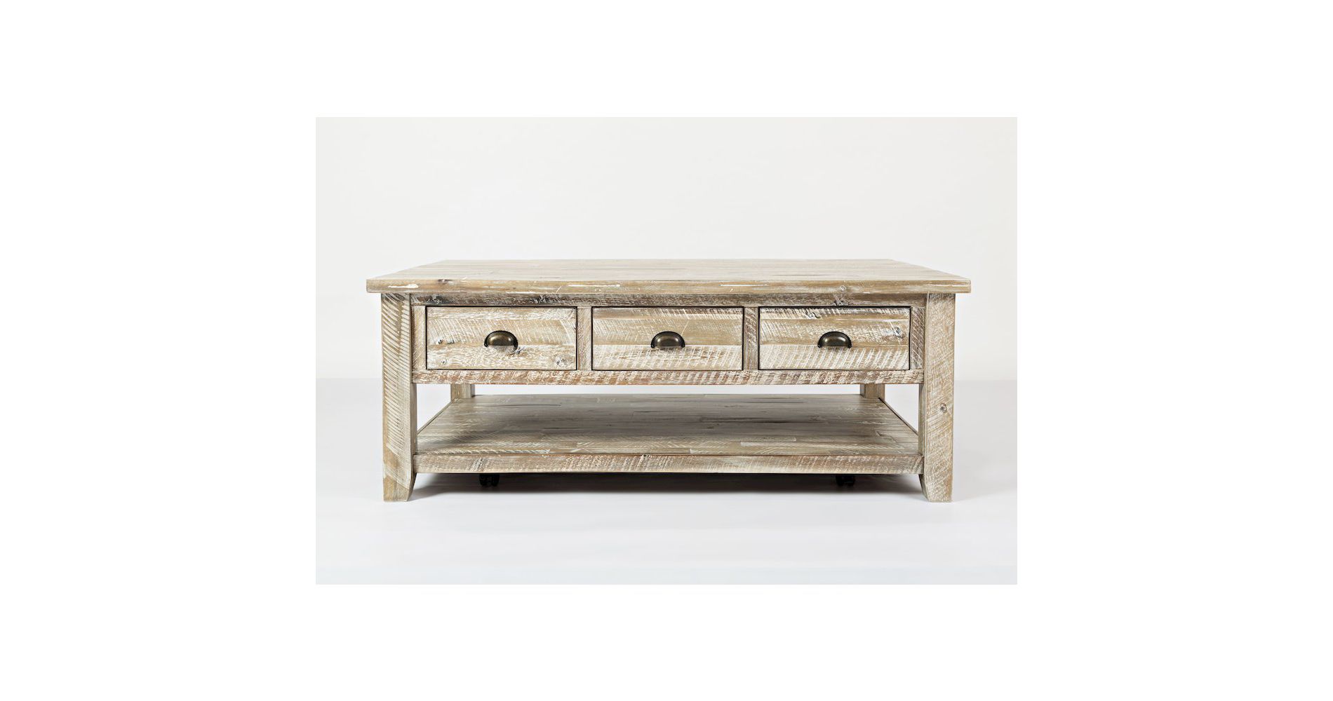 Jofran, Artisan's Craft Rustic Farmhouse Distressed Solid Wood Coffee Table - Gray