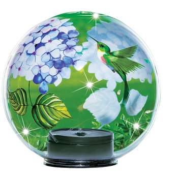 Collections Etc Solar Powered Hummingbird Glass Ball Garden Decoration 5.75 X 5.75 X 5.75