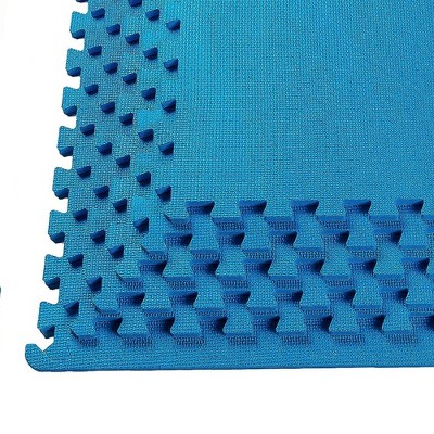 Blue 24 Square Feet EVA Foam Interlocking Exercise Mat Tiles