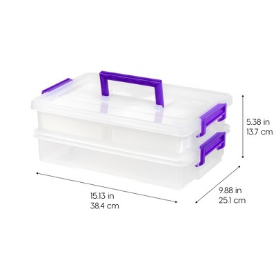 Clear Violet Stackable Plastic Storage Box with Lid