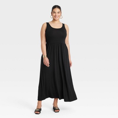 Women's Knit Maxi A-Line Dress - Ava & Viv™ Black XXL