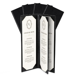 WeChef Restaurant Menu Covers 4.25x14" 3 Page 4 View PU Leather with Angled Corners for Wine List Bar Hotel 5 Pack - 1 of 4