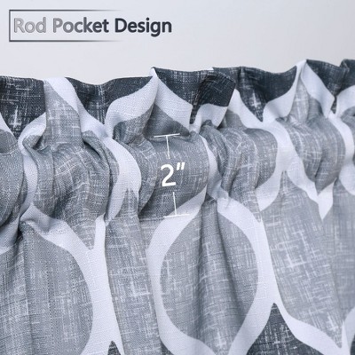 Gray Geometric Polyester Kitchen Valance Curtain
