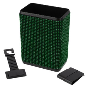 Unique Bargains Auto Car Trash Can Durable Seat Back Trash Bin Green 1 Pc 4.3" Length 2.8" Width 5.5" Height Plastic Rhinestone - 1 of 4