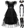 Joyfy Halloween Costume Set for Girls Dark Vintage Prom Dress, Kids Black Family Costume, Black Gothic Dress Costume - 2 of 4