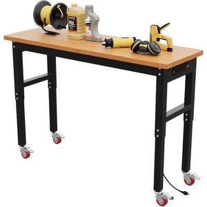 60" Wide Adjustable Workbench with Power Outlets, 2200 LBS Heavy-Duty Work Table with Bamboo Top & Leveling Feet for Garage, Workshop, Home & Office - 1 of 4