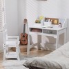 Kids Desk and Chair Set, Study Desk for Boys and Girl, Wooden Kids Writing Table with Cloth Drawers and Pen Holder - 2 of 4