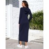 Women Hoodie Dress Stripe Long Sleeve Casual Pullover Slim Sweatshirt Maxi Dresses with Pocket - 4 of 4