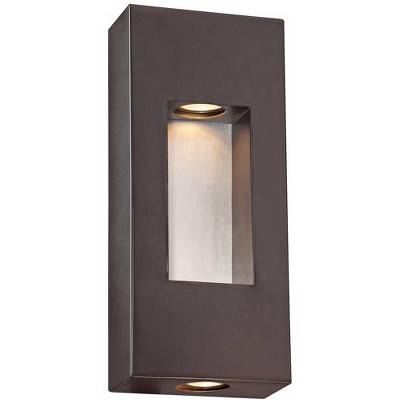 Minka Lavery Modern Outdoor Wall Light Fixture Dorian Bronze 2-Light 14" for Post Exterior Barn Deck House Porch Yard Patio
