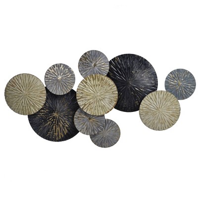 Nobu Metal Wall Hanging Assorted Pierced Circles Unframed Wall Canvas - StyleCraft