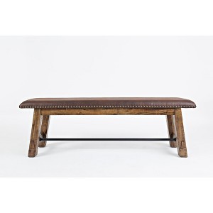 Cannon Valley Distressed Industrial 56" Distressed Wood Bench - 1 of 4