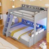 Twin Over Full Bunk Bed with Storage Shelves, Charging Station and a Drawer - 3 of 4
