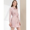 INSPIRE CHIC Women's Long Sleeve Button Satin Shirtdress with Belt - 2 of 4