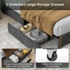ORRD Queen Size Bed Frame with Wingback Headboard & Charging Station, Velvet Upholstered Platform Bed with 2 Storage Drawers - 3 of 4