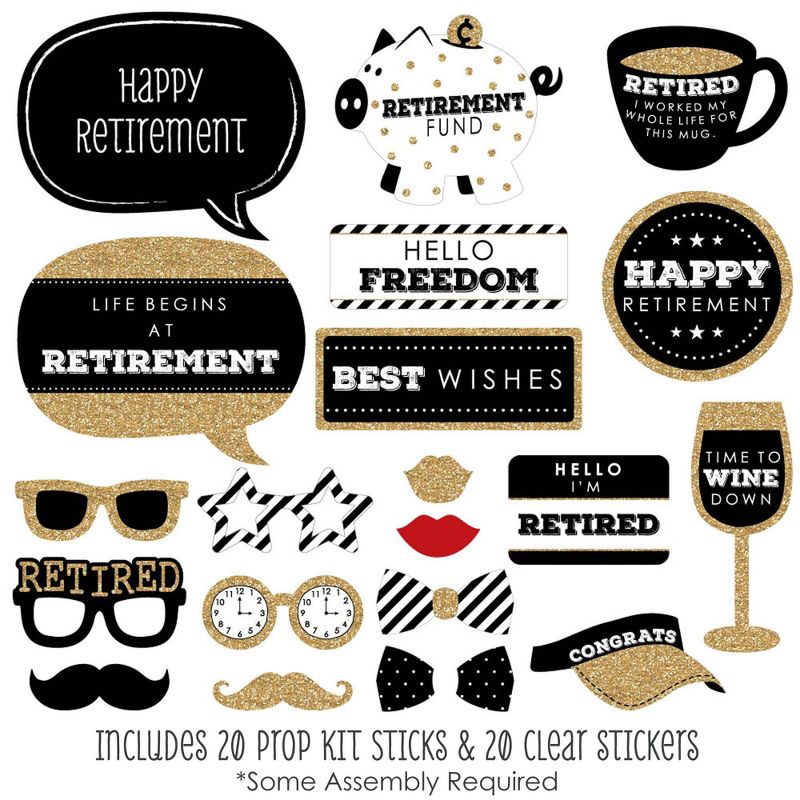 Big Dot of Happiness Happy Retirement - Retirement Party Photo Booth Props Kit - 20 Count, 2 of 7