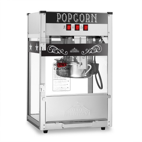 Olde Midway 842364115309 Bar Style Popcorn Machine Maker Popper with  10-Ounce Kettle - Black