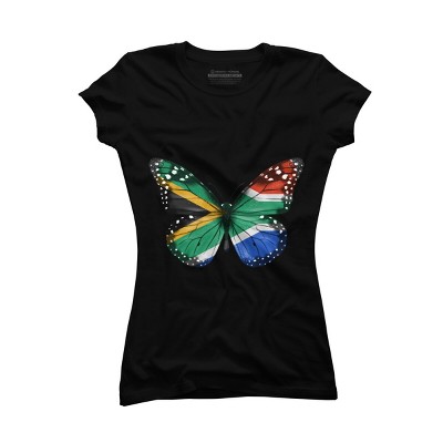 Junior's Design By Humans Butterfly Flag Of South Africa By GiftsIdeas T-Shirt