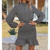Women's Smocked Long Sleeve Mock Neck Leopard Dress - ePretty - 2 of 4
