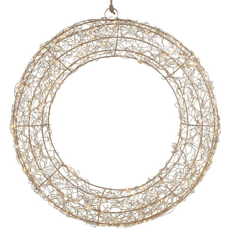 Northlight 18" LED Lighted Gold Wire Wreath Outdoor Christmas Decoration, 1 of 8
