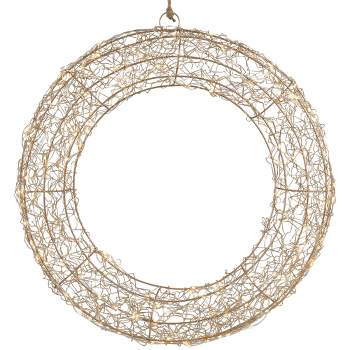 Northlight 18" LED Lighted Gold Wire Wreath Outdoor Christmas Decoration