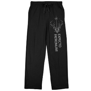 Harry Potter Expecto Patronum Men's Black Sleep Pajama Pants - 1 of 3