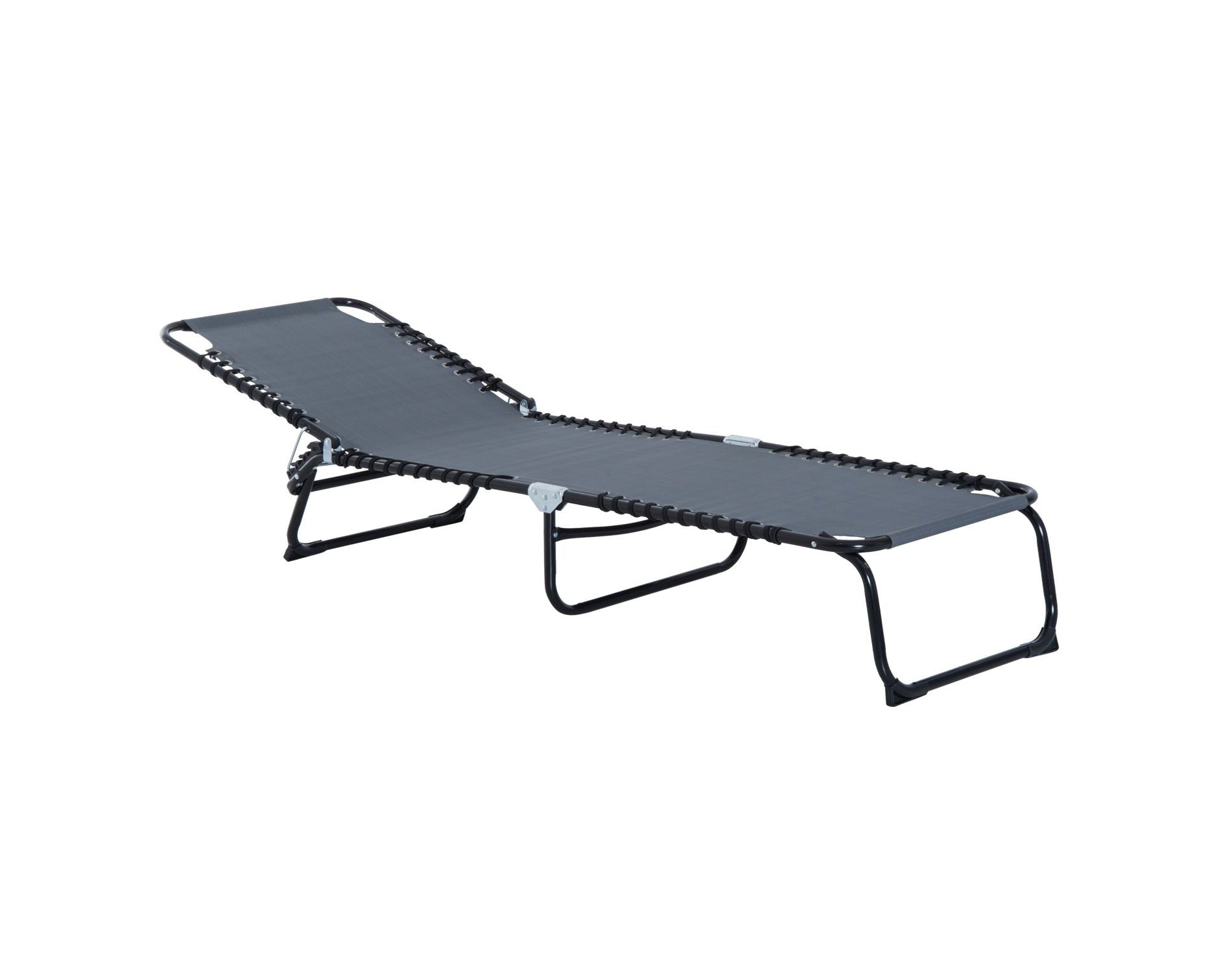 Okak Collapsible Chair with Breathable Mesh Seat, Folding Chair with 4-Position Reclining Back, Chaise Lounge Pool Chair for Beach, Garden, Gray