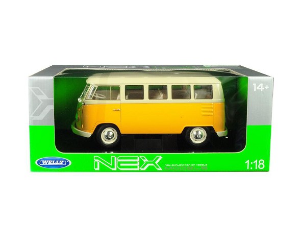 1963 Volkswagen T1 Microbus Yellow and Cream 1/18 Diecast Model by Welly
