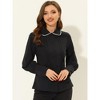 INSPIRE CHIC Women's Victorian Vintage Bow Tie Lantern Long Sleeve Button Down Blouse - image 3 of 4