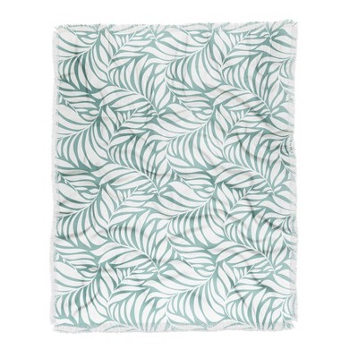 Heather Dutton Flowing Leaves Seafoam Woven Throw Blanket - Deny Designs