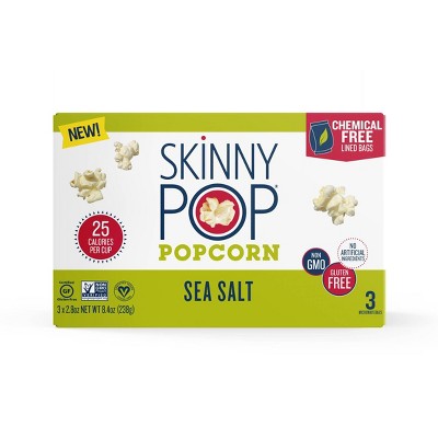 SkinnyPop Microwave Sea Salt Popcorn - 3ct