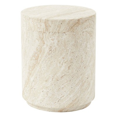 LeisureMod 14” Wide Round Side Table in Fiberstone End Table with Tapered Base, No Assembly for Indoor and Outdoor Use Ramble Collection
