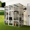 KTMBDW Cat House Outdoor Catio Kitty Enclosure with Enter Door,Wooden Cat Cage Condo Indoor Playpen with Platforms,Small House,70 Inch, Gray - 2 of 4