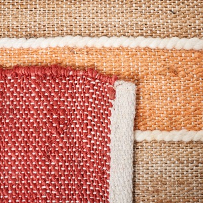 Handwoven Red and Beige Wool Striped Kilim Rug 6' x 9'