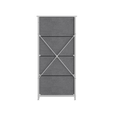 Beige Vertical 4-Drawer Storage Dresser with White Frame