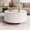 Sapphtopaz Modern Coffee Table with 2 Drawers & Casters Round Center Table with Marble Pattern Sintered Stone Top Coffee Tables for Living Room - 2 of 4