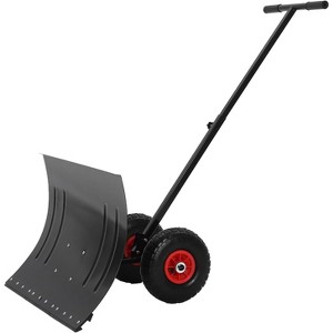 Snow Shovel with Wheels for Driveway Home Garage Snow Removal 20" Wide Adjustable Snow Pusher with 5-Position Angle & Height Handle - 1 of 4